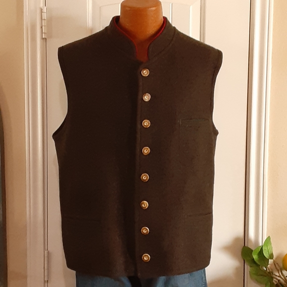 Litzlfelde made Germany Virgin Wool 8 Wood Chip Button Military Collar Size 50/L - Picture 1 of 10